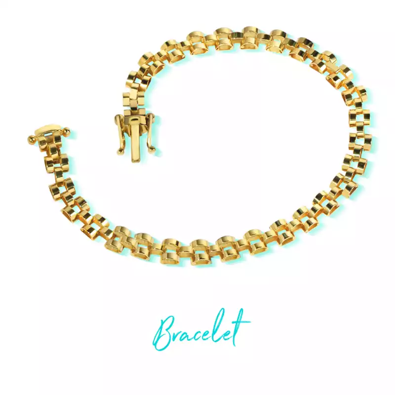 Gold bracelet with a classic chain design, perfect for everyday wear and special occasions.